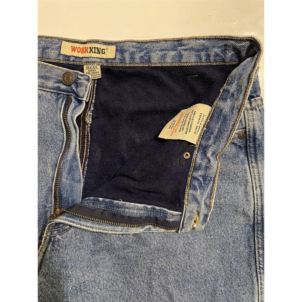 Work King‎ 36 x 32 Fleece Lined Dark Wash Denim Insulated Work Jeans - Picture 3 of 7